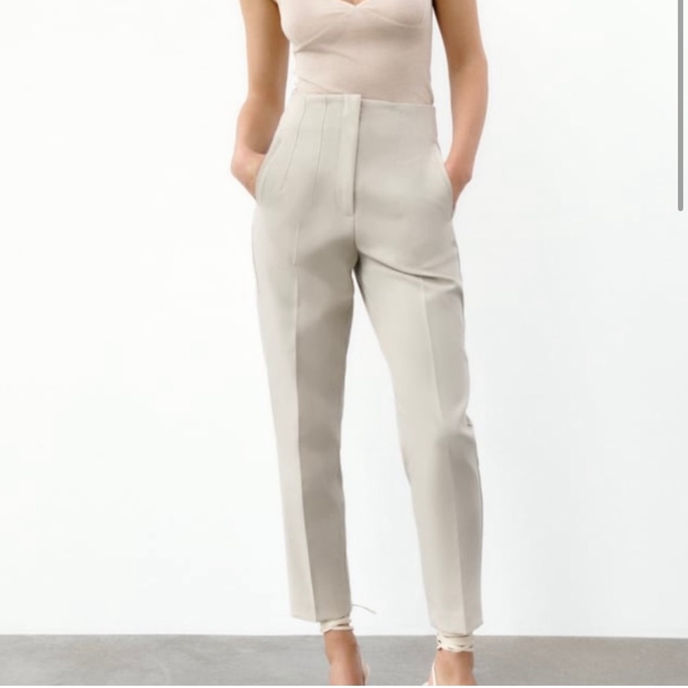 Zara Cream High-Waisted Trousers